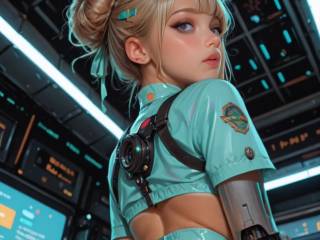 Cybrina : Une blonde sexy dans l'espace par IA